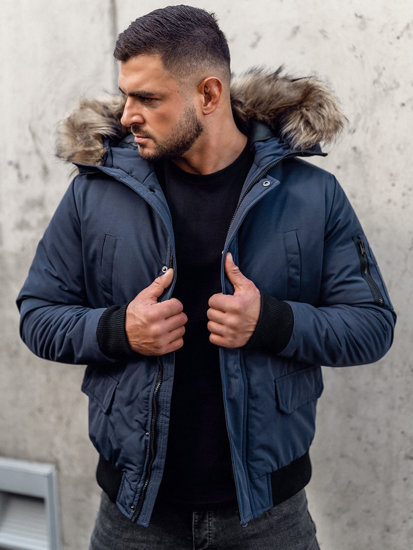 Le blouson d'hiver pour homme bleu foncé Bolf 2019