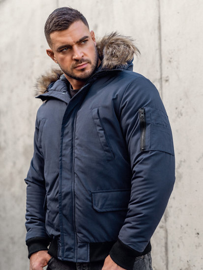 Le blouson d'hiver pour homme bleu foncé Bolf 2019