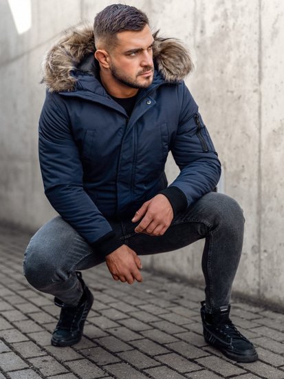 Le blouson d'hiver pour homme bleu foncé Bolf 2019