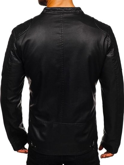 Le blouson en cuir pour homme noir Bolf 1108