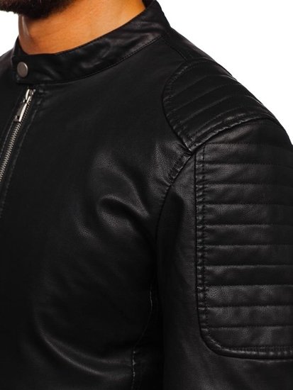 Le blouson en cuir pour homme noir Bolf 1108