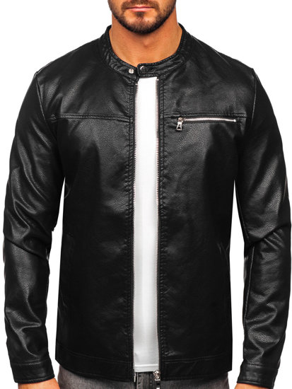 Le blouson en cuir pour homme noir Bolf 11Z8025