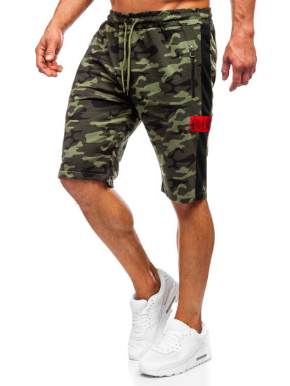 Le pantalon court de sport camo pour homme kaki Bolf HW2636