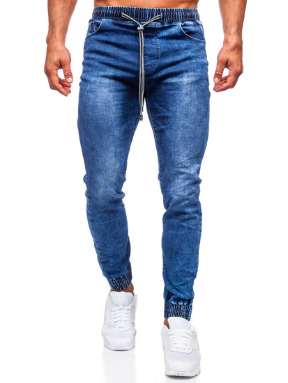 Le pantalon jogger jean pour homme bleu foncé Bolf TF228