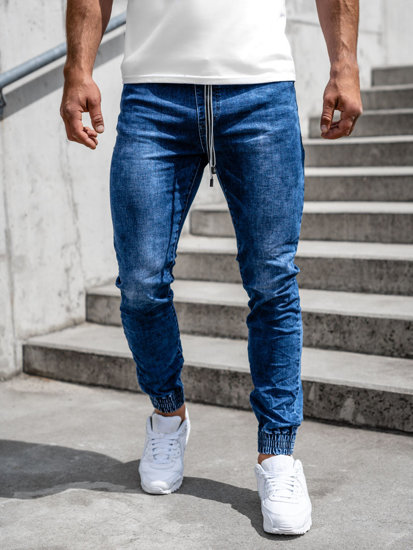 Le pantalon jogger jean pour homme bleu foncé Bolf TF228