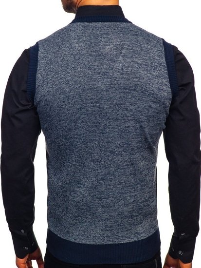 Le pull sans manches pour homme bleu foncé Bolf 8131