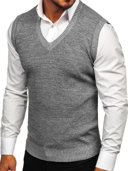 Le pull sans manches pour homme gris Bolf 8121