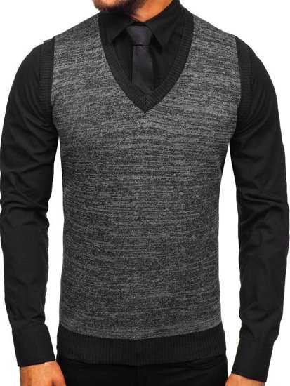 Le pull sans manches pour homme noir Bolf 8131