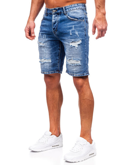 Le short en jean pour homme bleu foncé Bolf RJ952