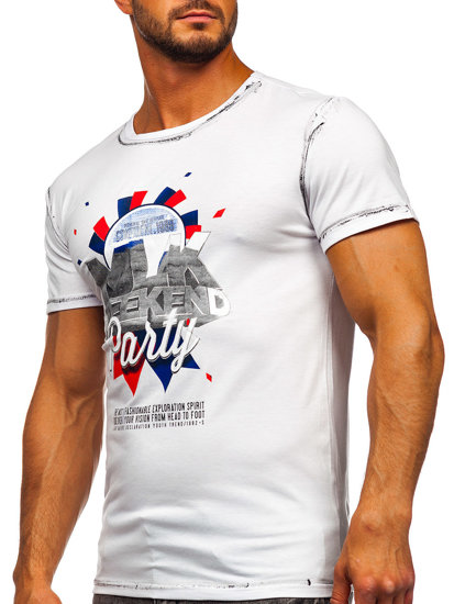 Le t-shirt imprimé pour homme Blanc Bolf s028