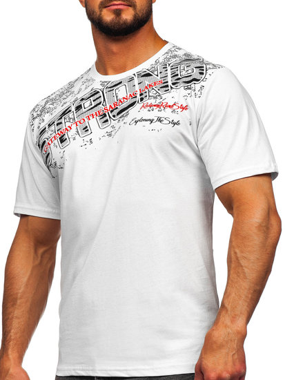 Le t-shirt imprimé pour homme blanc Bolf 14234