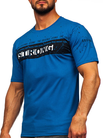 Le t-shirt imprimé pour homme bleu Bolf 14204