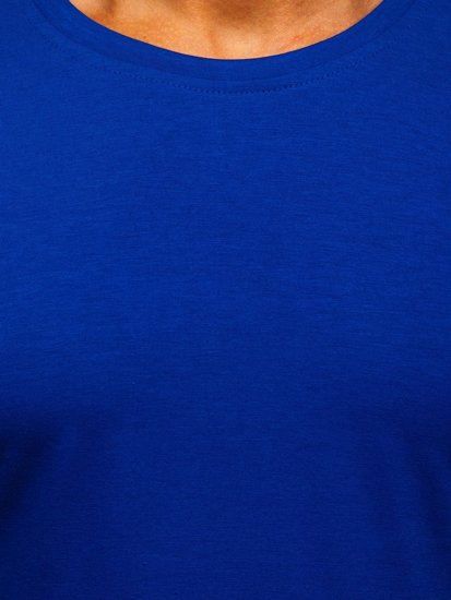 Le t-shirt maches longues sans imprimé pour homme bleu cobalt Bolf 2088L