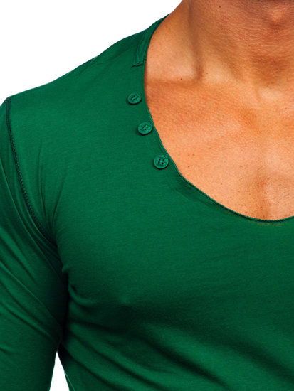 Le t-shirt manches longues sans imprimé pour homme vert Bolf 547