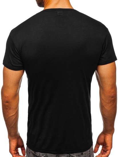 Le t-shirt sans imprimé pour homme noir Bolf NB003