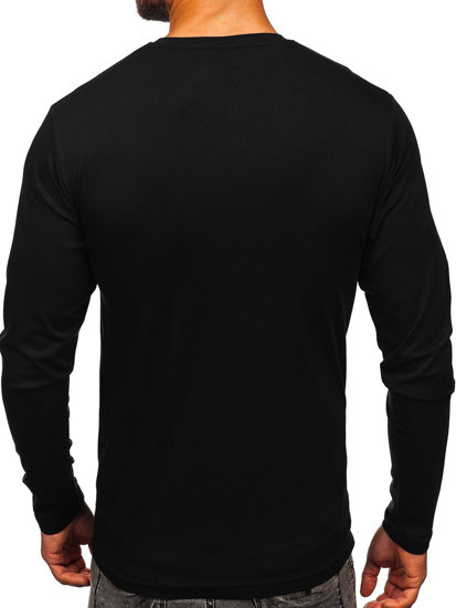 Le tee-shirt manches longues sans imprimé pour homme noir Bolf 1209