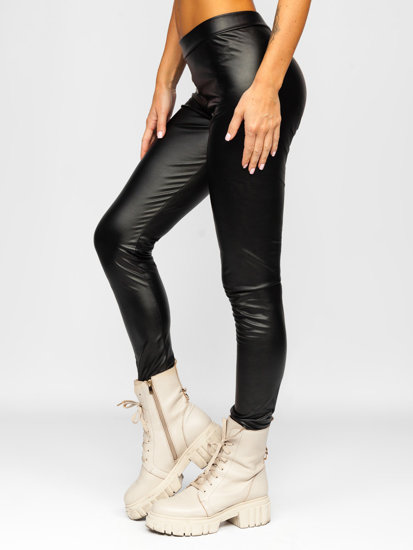 Legging en simili cuir pour femme noir Bolf 0012