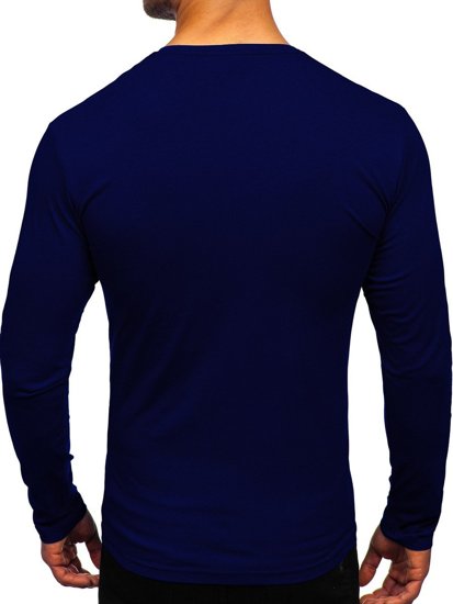 Longsleeve pour homme bleu sans imprimé foncé Bolf 172008   