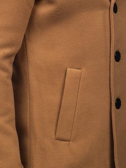 Manteau à double boutonnage d'hiver pour homme camel à col montant Bolf 8078