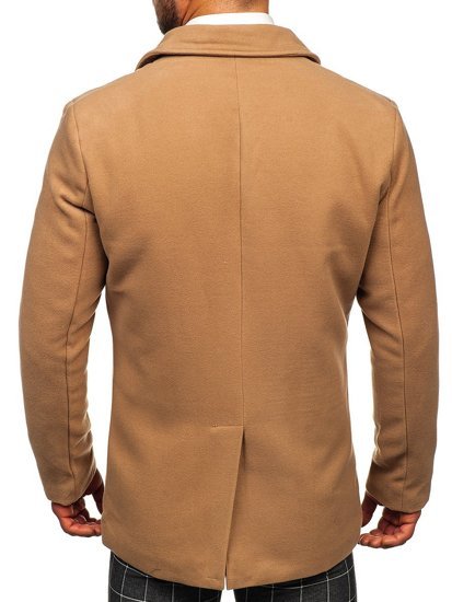 Manteau à double boutonnage d'hiver pour homme camel à col montant Bolf 8078