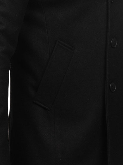 Manteau à double boutonnage d'hiver pour homme noir à col montant Bolf 8801