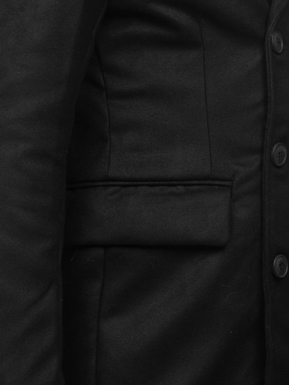 Manteau d'hiver long à double rangée pour homme noir Bolf 79B3-073