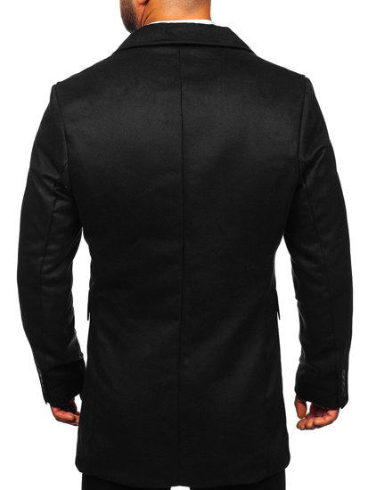 Manteau d'hiver long à double rangée pour homme noir Bolf 79B3-073