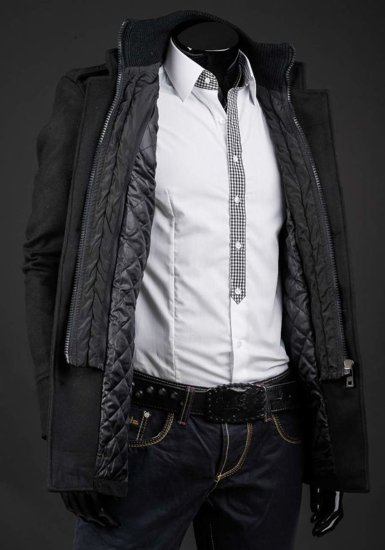 Manteau d'hiver pour homme noir Bolf