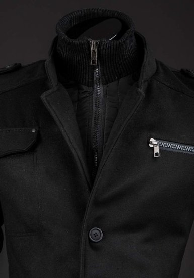 Manteau d'hiver pour homme noir Bolf