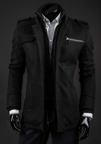 Manteau d'hiver pour homme noir Bolf