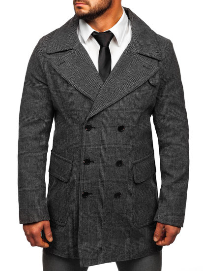 Manteau d'hiver rembourré à carreaux pour homme graphite Bolf 1191