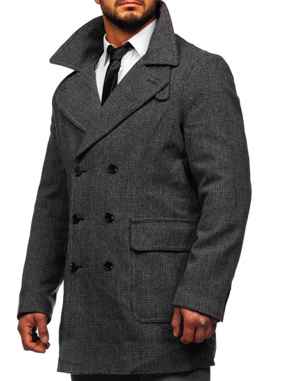 Manteau d'hiver rembourré à carreaux pour homme graphite Bolf 1191