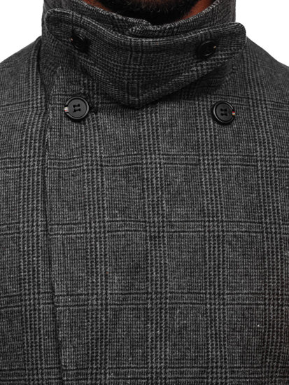 Manteau d'hiver rembourré à carreaux pour homme graphite Bolf 1191