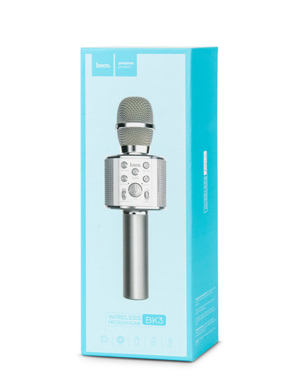 Microphone karaoke bluetooth d'argent BK3