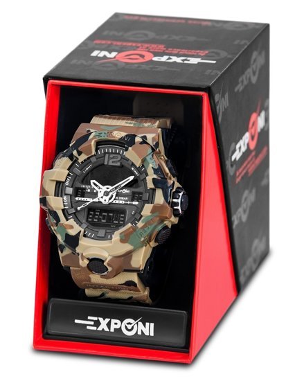 Montre bracelet camo pour homme marron Bolf 3261