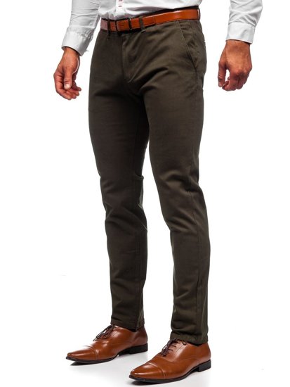 Pantalon chino pour homme vert foncé Bolf 1143     