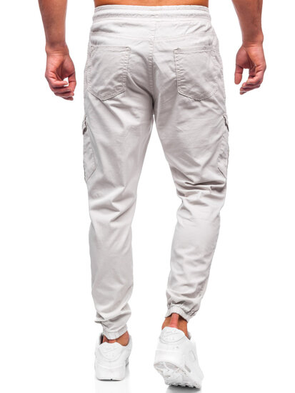 Pantalon de jogging cargo en tissu pour homme beige Bolf 384