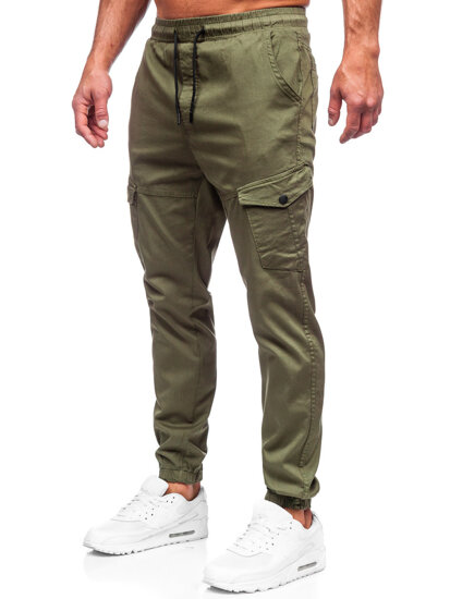 Pantalon de jogging cargo en tissu pour homme kaki Bolf 384