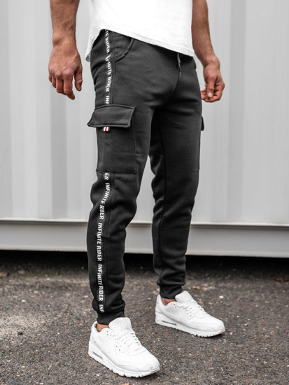 Pantalon jogger cargo de sport pour homme noir Bolf JX8715B