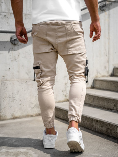 Pantalon jogger cargo pour homme beige Bolf 6685