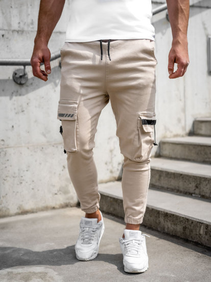 Pantalon jogger cargo pour homme beige Bolf 6685