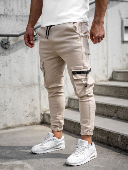 Pantalon jogger cargo pour homme beige Bolf 6685