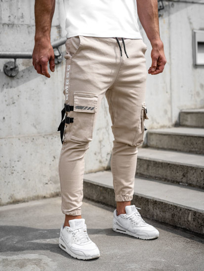 Pantalon jogger cargo pour homme beige Bolf 6685