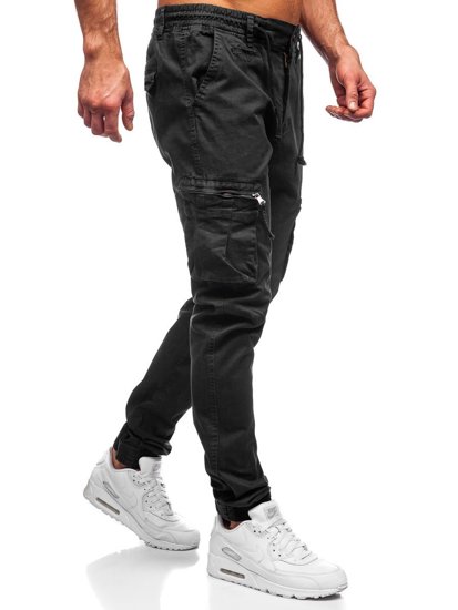 Pantalon jogger cargo pour homme noir Bolf 8983