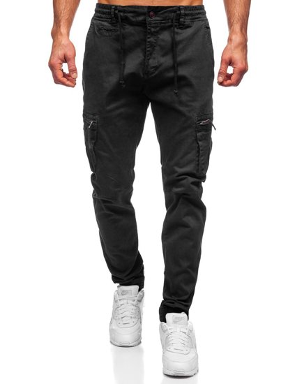 Pantalon jogger cargo pour homme noir Bolf 8983