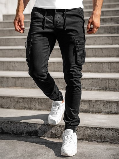 Pantalon jogger cargo pour homme noir Bolf 8983