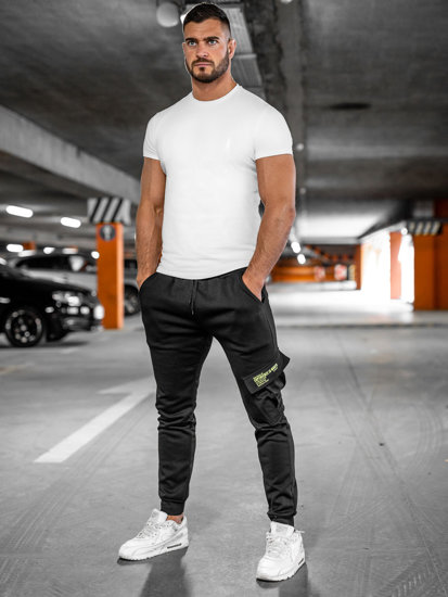 Pantalon jogger cargo pour homme noir Bolf HW2173