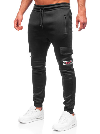 Pantalon jogger cargo rembourré pour homme noir-rouge Bolf HW2202