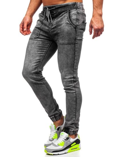 Pantalon jogger en jean pour homme noir Bolf KA1860