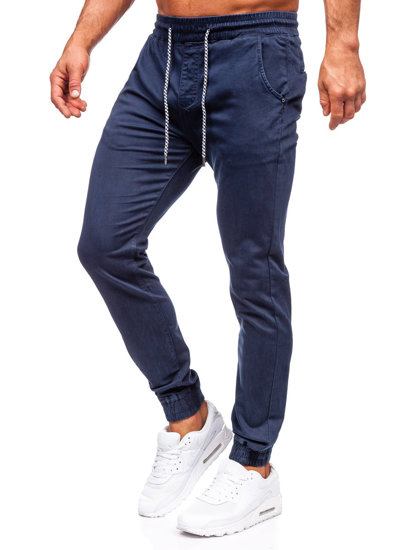 Pantalon jogger en tissu pour homme bleu foncé Bolf KA6792